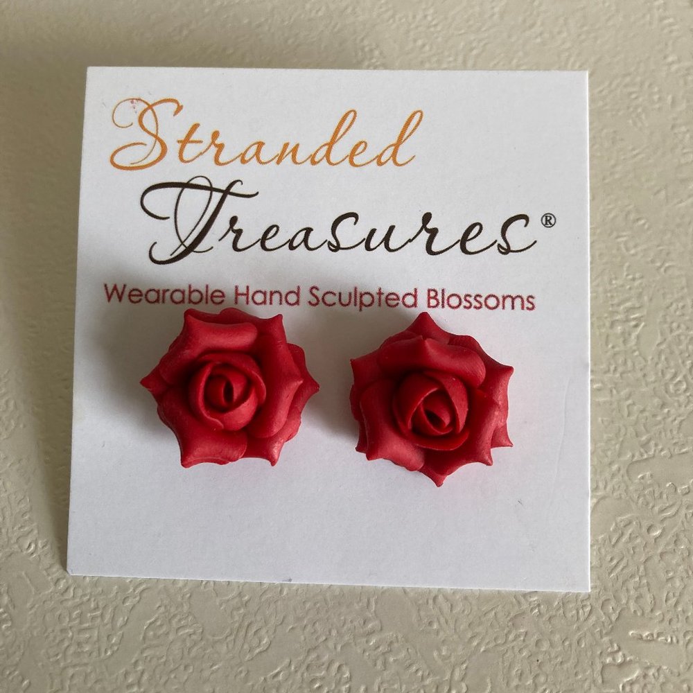 Red Rose Stud Earrings
